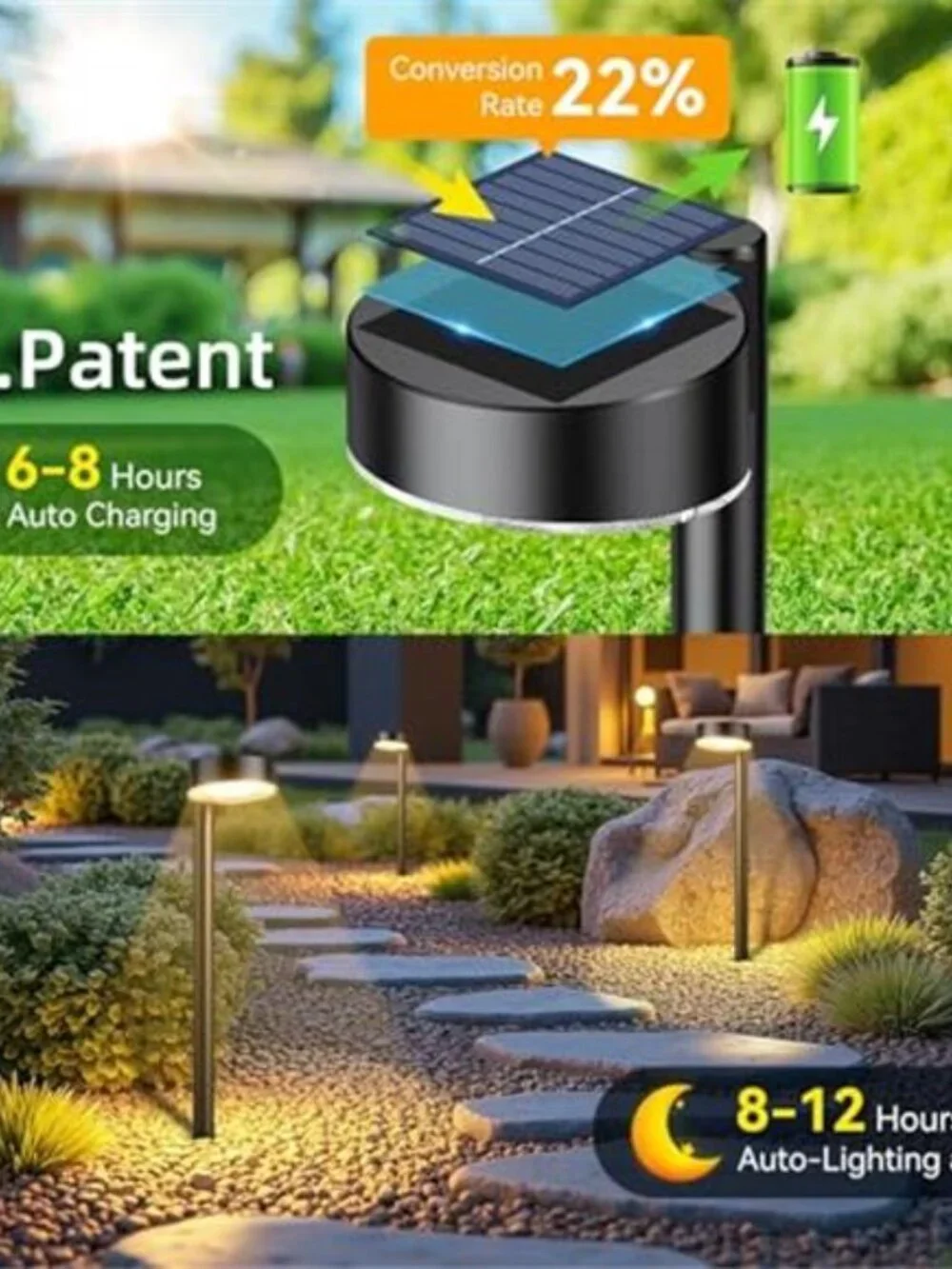 Solar Pathway Lights Outdoor Waterproof LED Garden Landscape Lights Warm White